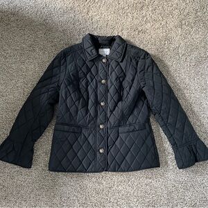 Charter Club Quilted Black Ruffle Jacket